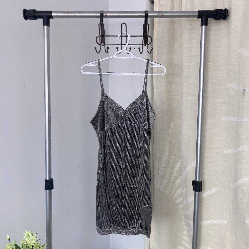 Sparkly Grey Velvet Dress